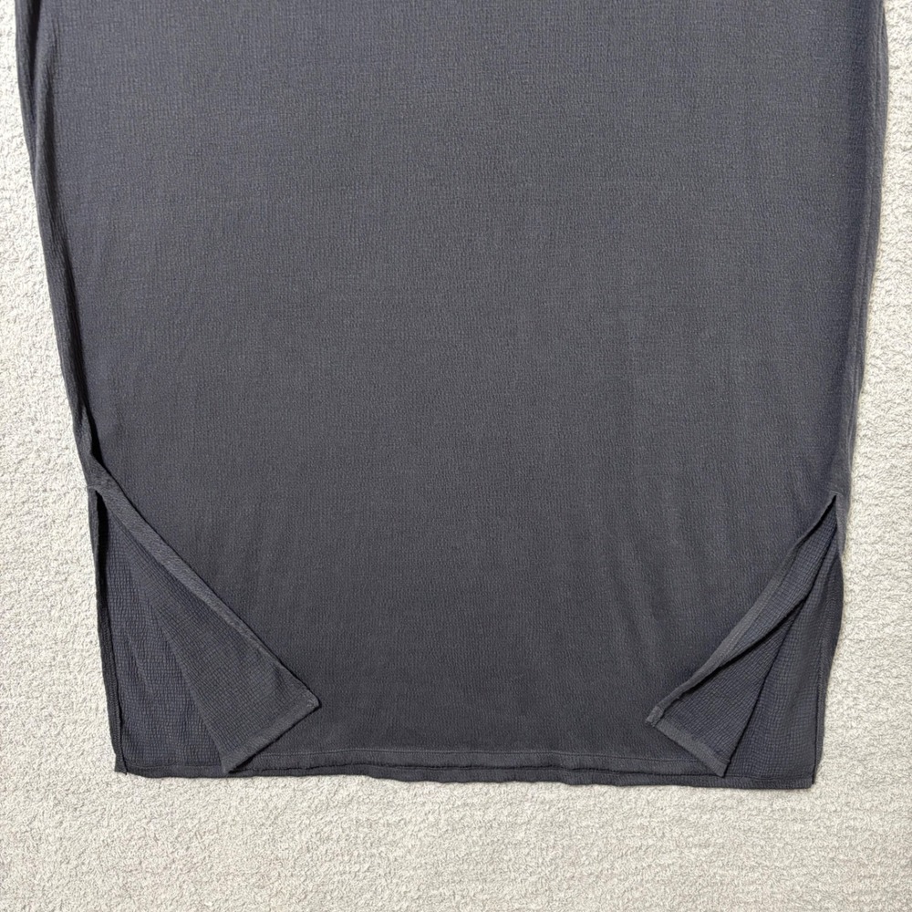 Casual Ruffle Sleeve Dress Charcoal Gray Side Slit Midi Petite Plus XXL - Picture 4 of 10